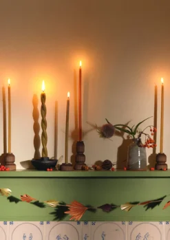 TOAST wood Slim Dinner Candle Holder Set- Decorative Pieces|Candles & Holders