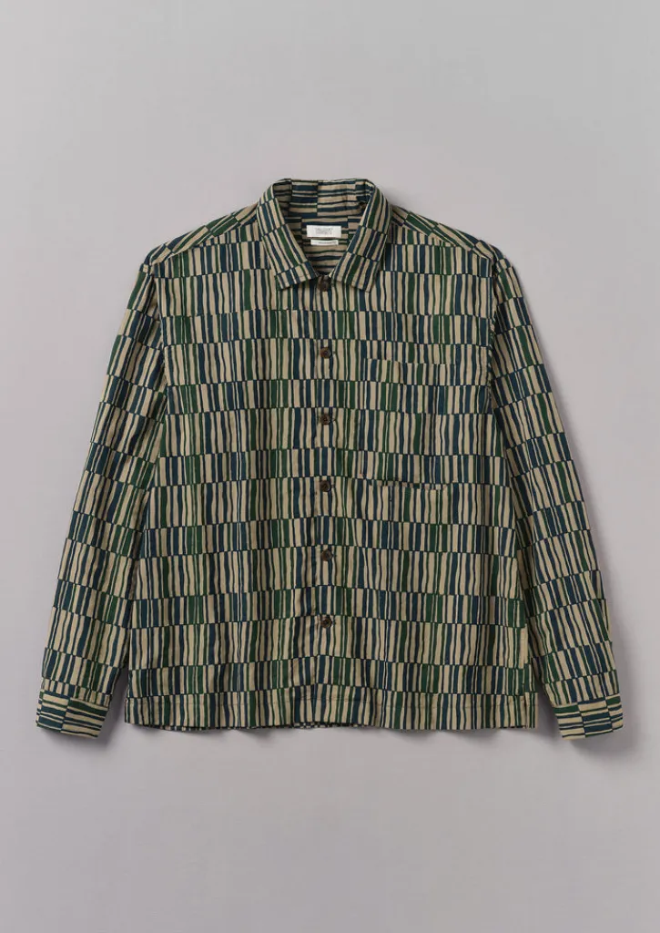 TOAST Block Print Irregular Check Shirt- Shirts