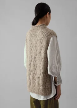 TOAST Cotton Alpaca Reverse Cable Tank-Women Knitwear