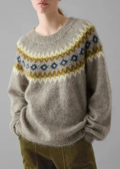 TOAST Fair Isle Yoke Mohair Blend Easy Sweater-Women Knitwear