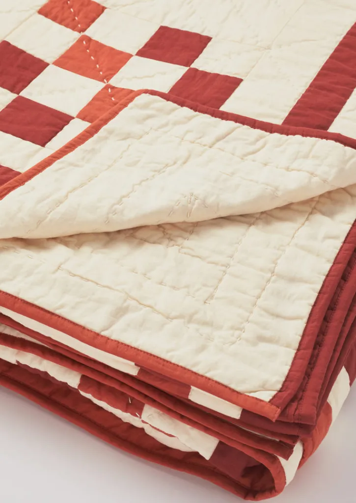 TOAST Geo Block Patchwork Cotton Quilt- Textiles|Blankets & Throws