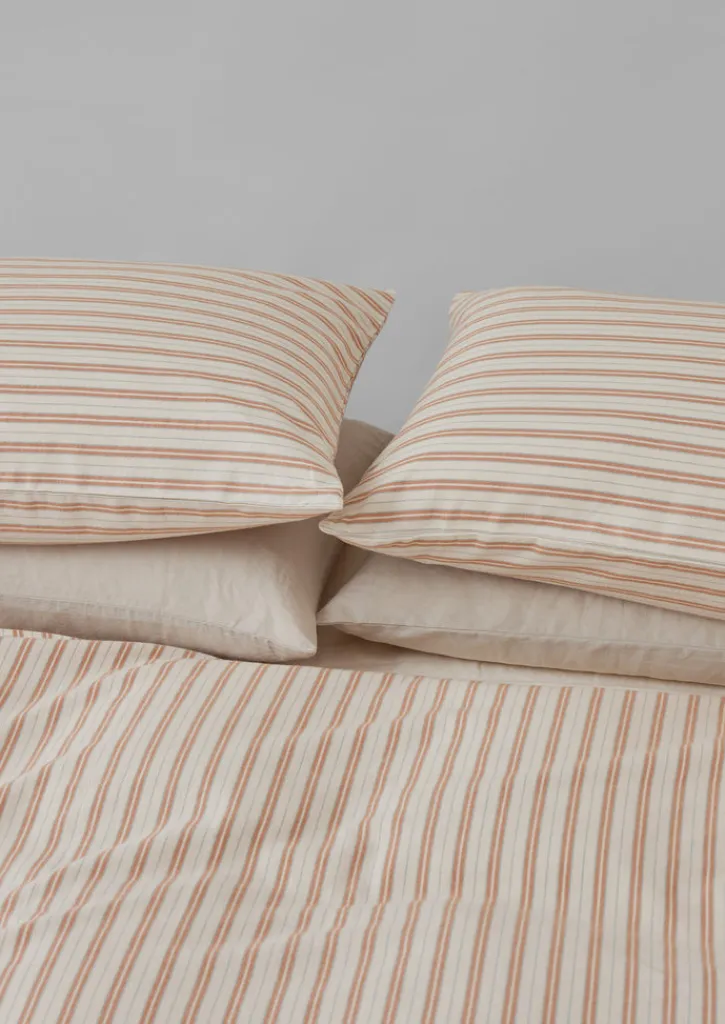 TOAST Ines Flannel Stripe Cotton Duvet Cover- Textiles|Bed Linen