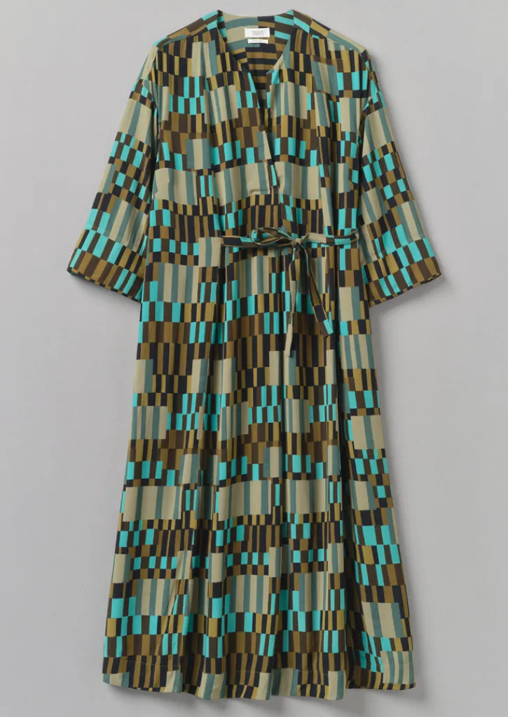 TOAST Irregular Check Print Tie Front Dress-Women Dresses