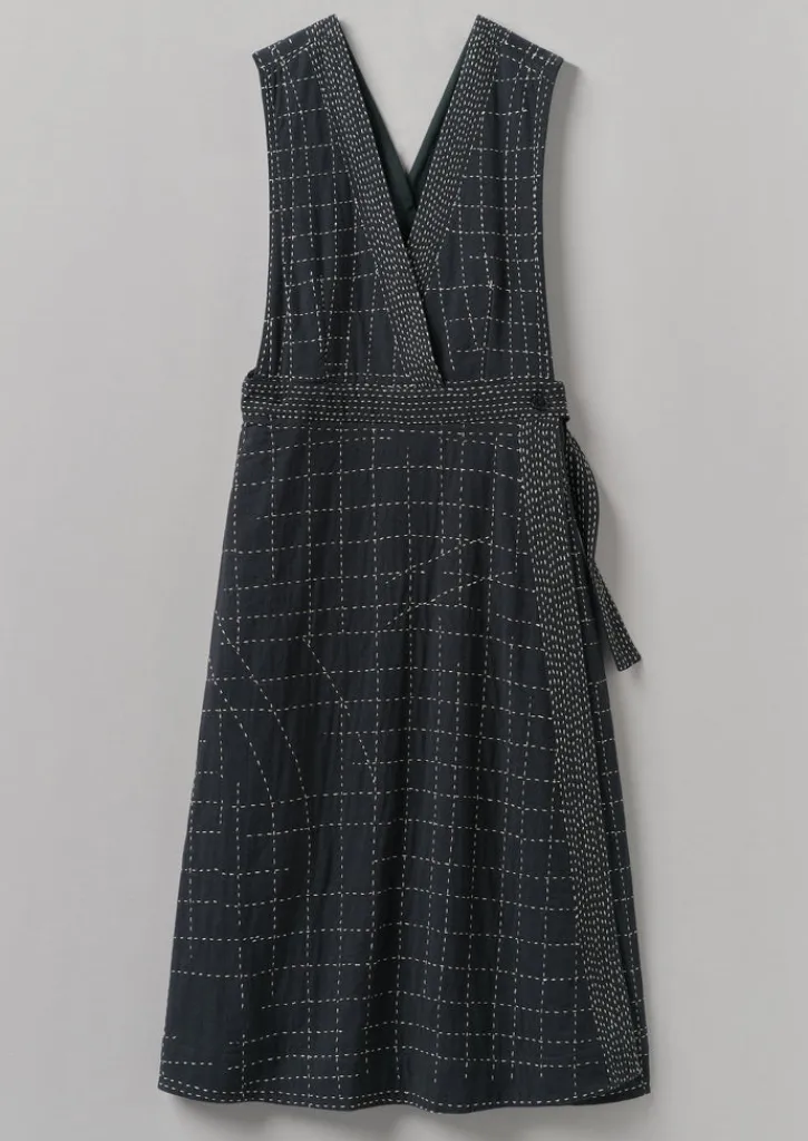 TOAST Kantha Stitched Wrap Pinafore Dress-Women Dresses