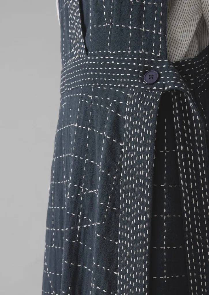 TOAST Kantha Stitched Wrap Pinafore Dress-Women Dresses