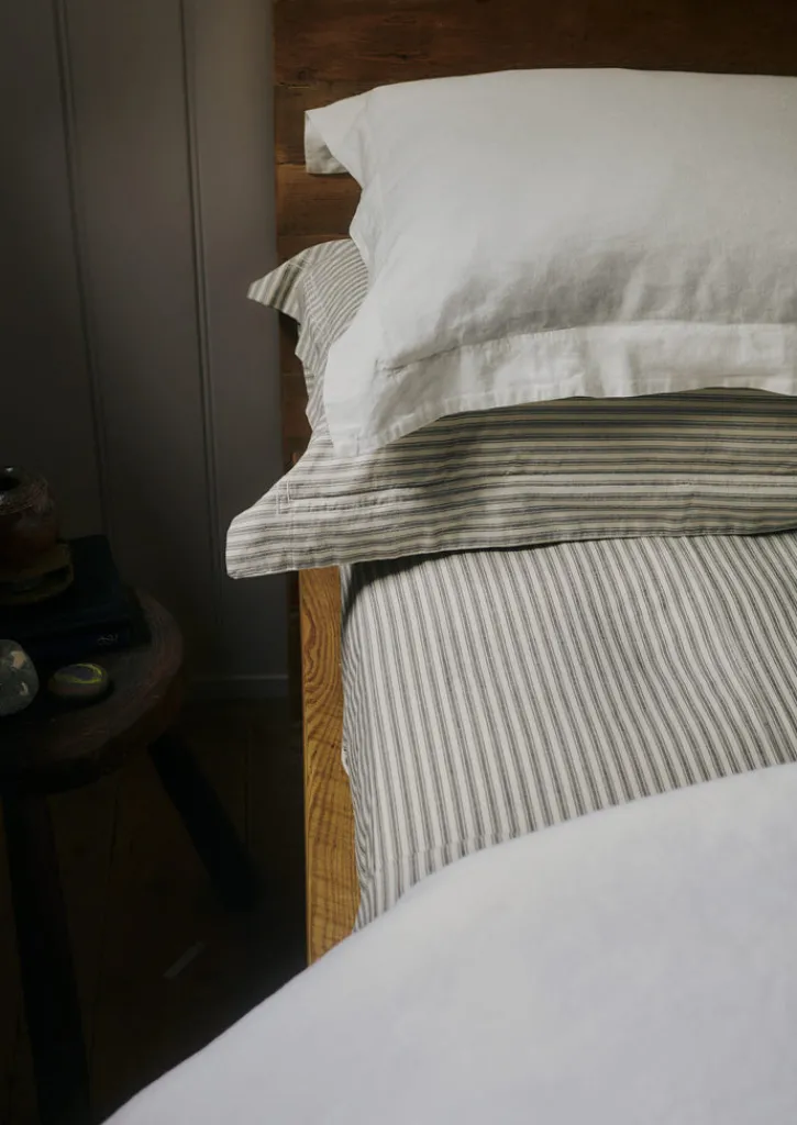 TOAST Organic Cotton Ticking Stripe Fitted Sheet- Textiles|Bed Linen