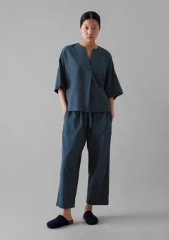 TOAST Sketched Check Cotton Pyjama Top-Women Nightwear