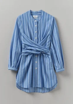 TOAST Stripe Poplin Wrap Front Shirt-Women Tops & Tees