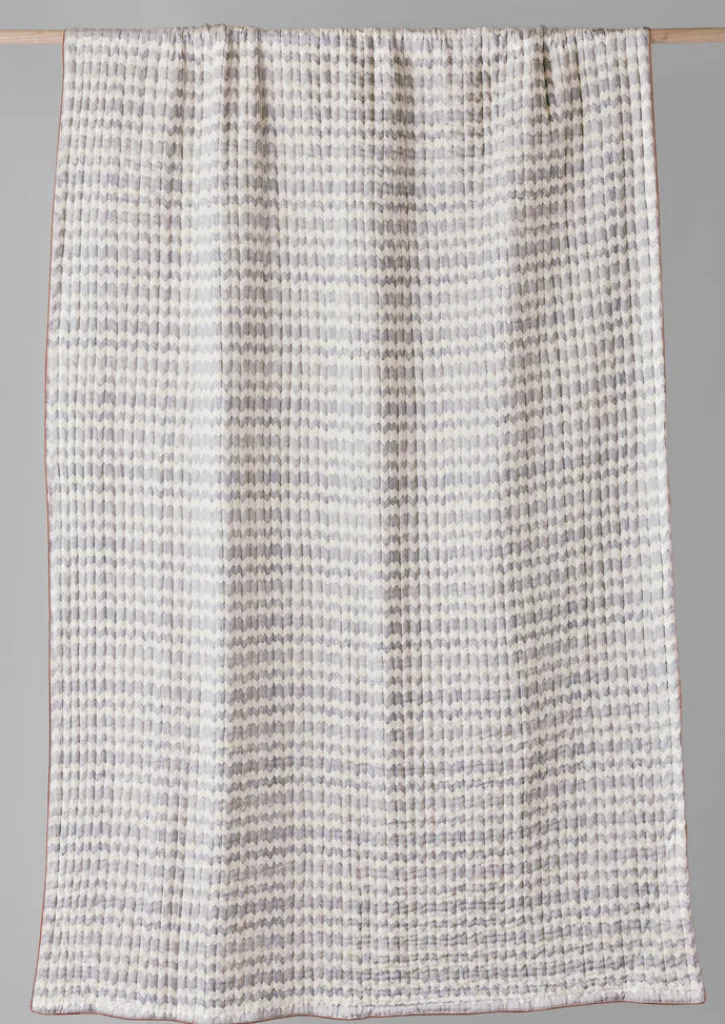 TOAST Zig Zag Block Print Cotton Quilt- Textiles|Blankets & Throws